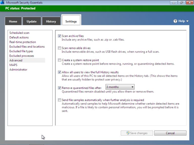 microsoft security essentials screenshot 3
