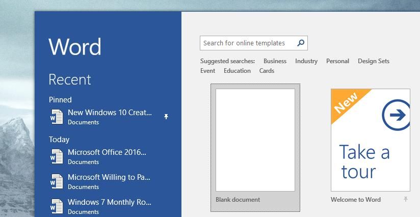 microsoft word 2016 screenshot 2